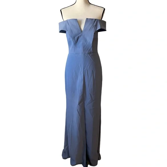 Dessy Collection Larkspur Blue Bridesmaid Dress 3038 - Picture 2 of 7